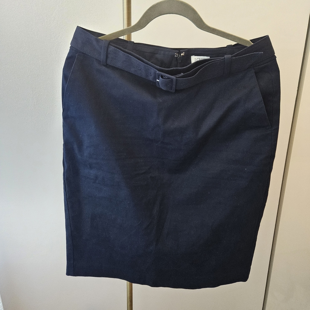 J. Crew Navy Pencil Skirt with Belt